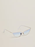 Sunglasses cat-eye style with silver frame and crystals| Golden Goose