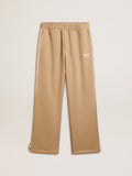 Men's light beige joggers with white logo| Golden Goose