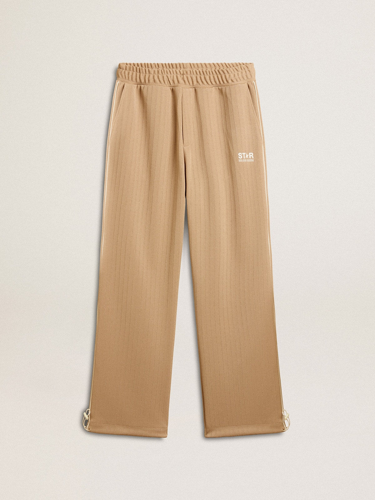 Men's light beige joggers with white logo| Golden Goose