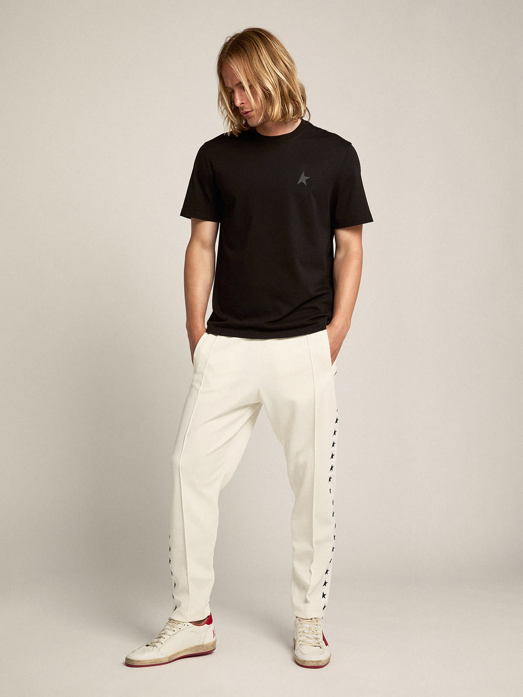 Black Star Collection T-shirt with tone-on-tone star on the front| Golden Goose