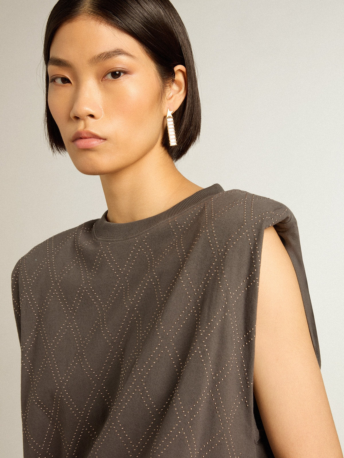 Anthracite gray sleeveless T-shirt| Golden Goose