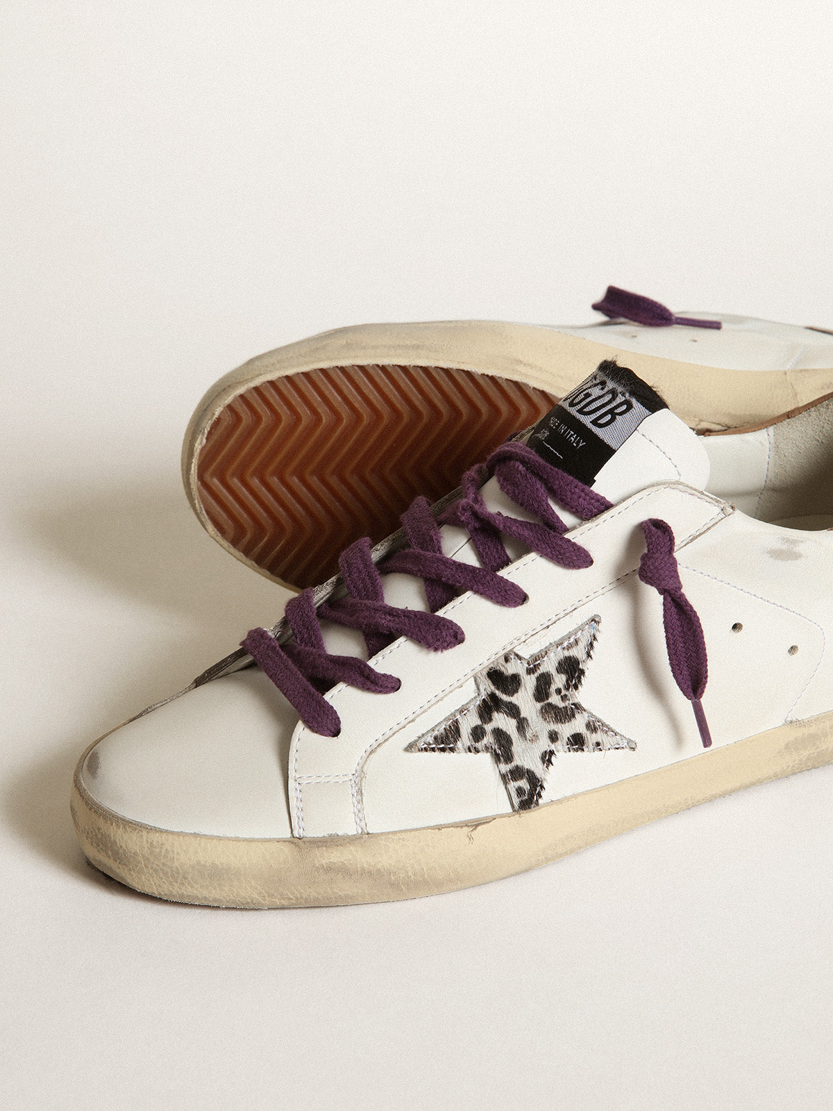Super-Star with leopard pony skin star and brown nubuck heel tab| Golden Goose