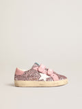 Old School Young in lilac glitter with white star and pink heel tab| Golden Goose