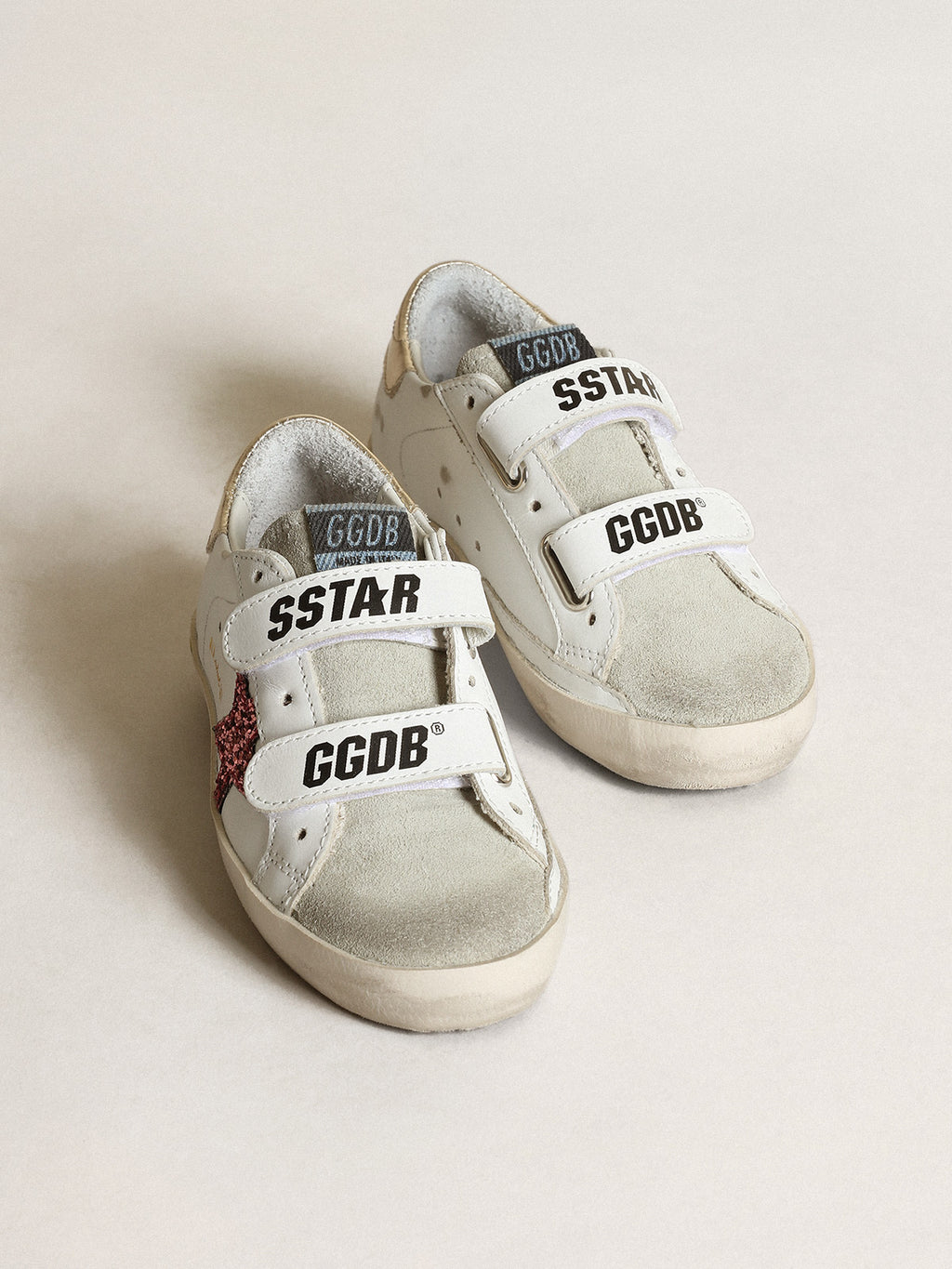 Young Old School with pink glitter star and platinum heel tab| Golden Goose