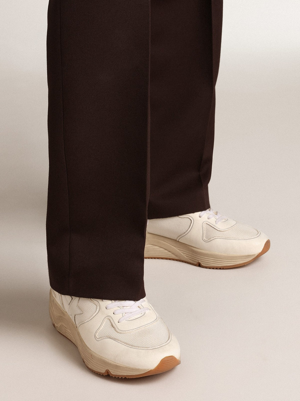 Men's Running Sole in mesh and white nappa| Golden Goose