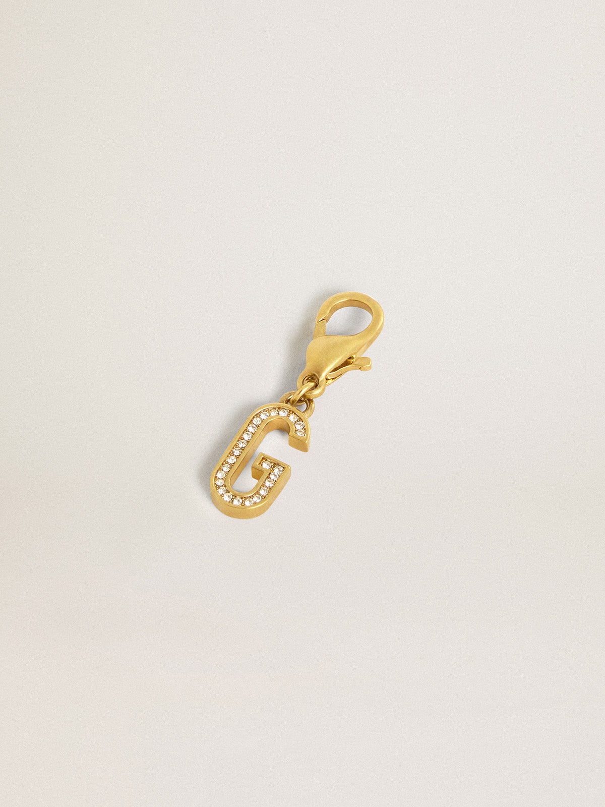 Letter G charm in gold-colored brass with crystals| Golden Goose