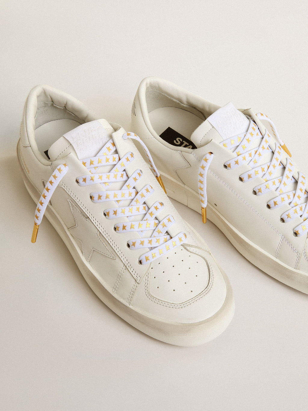 White laces with gold stars| Golden Goose