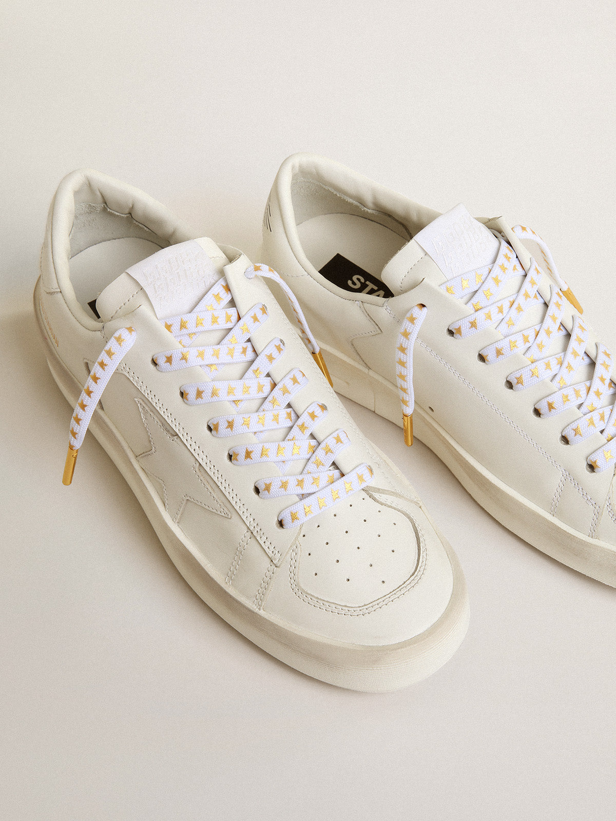 White laces with gold stars| Golden Goose