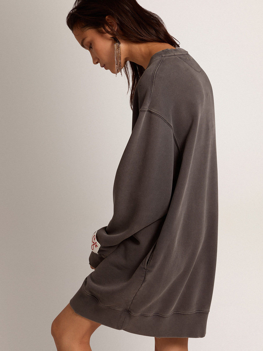 Women's sweatshirt dress with gray logo| Golden Goose