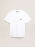 Men's white T-shirt with dark blue star on the back| Golden Goose