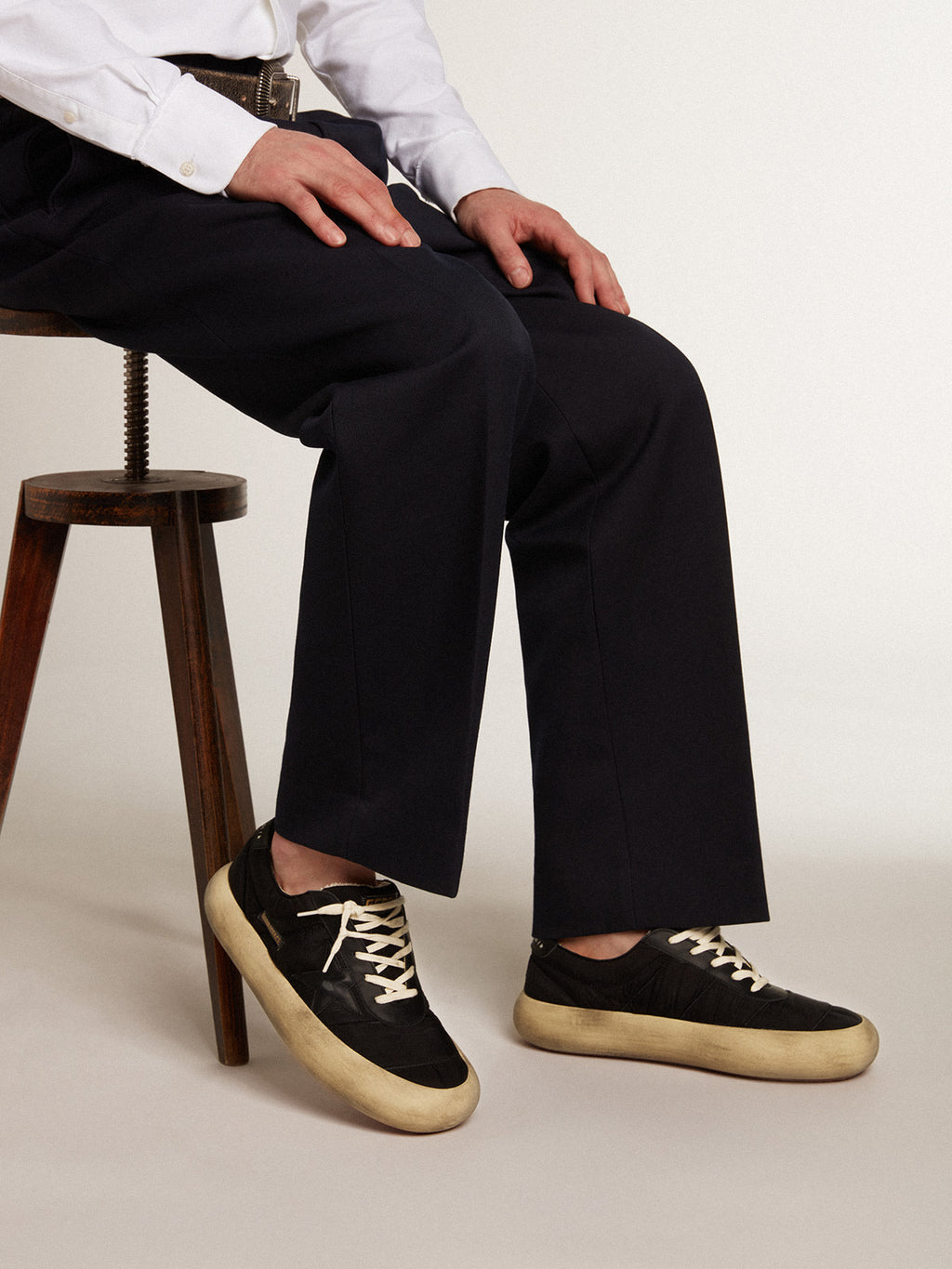 Men's Space-Star in nylon with black leather star and heel tab| Golden Goose