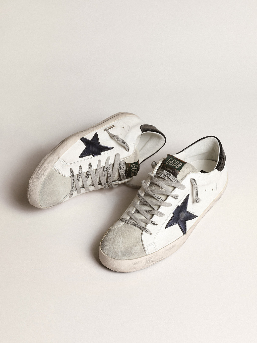 Super-Star with blue metallic leather star and black heel tab| Golden Goose