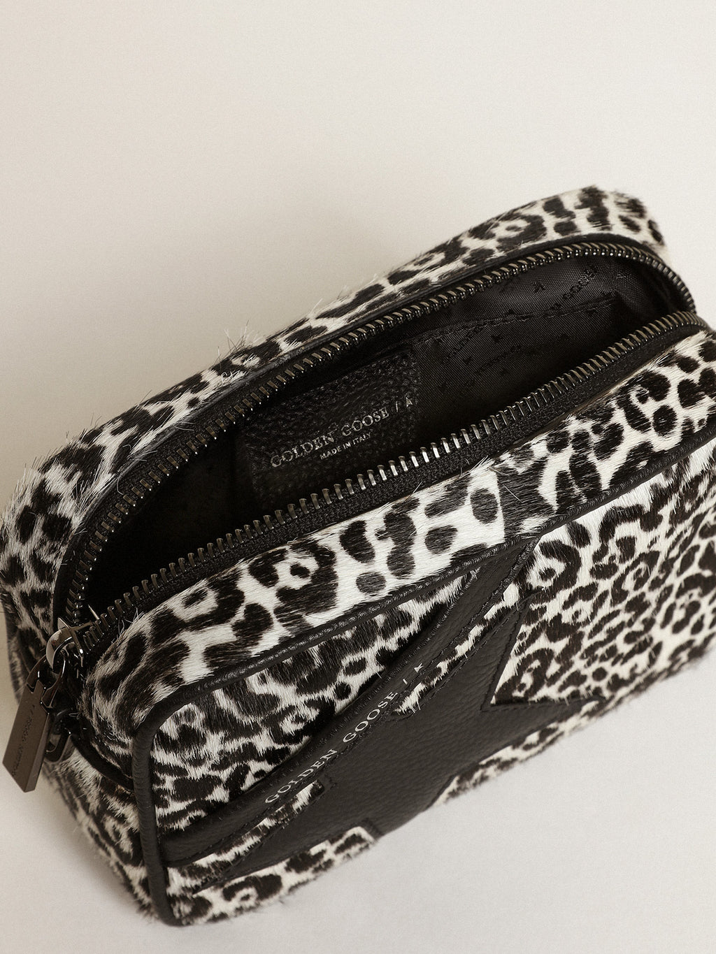 Women's Mini Star Bag in black and white leopard print pony skin| Golden Goose