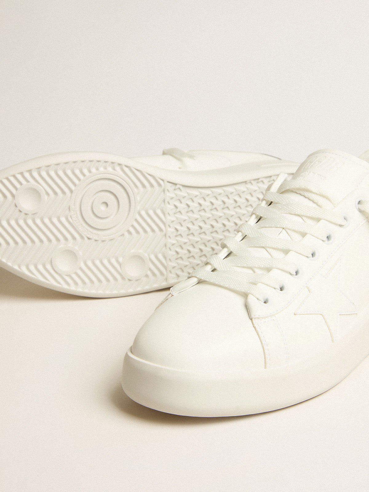 Men's bio-based Purestar with white star and mirror-effect heel tab| Golden Goose