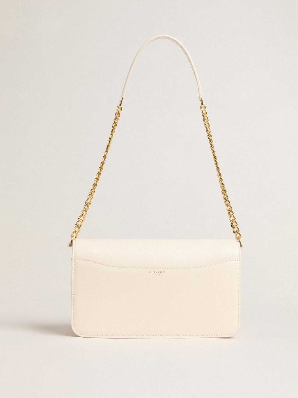 Gioia Bag in butter-colored boarded leather with gold details| Golden Goose