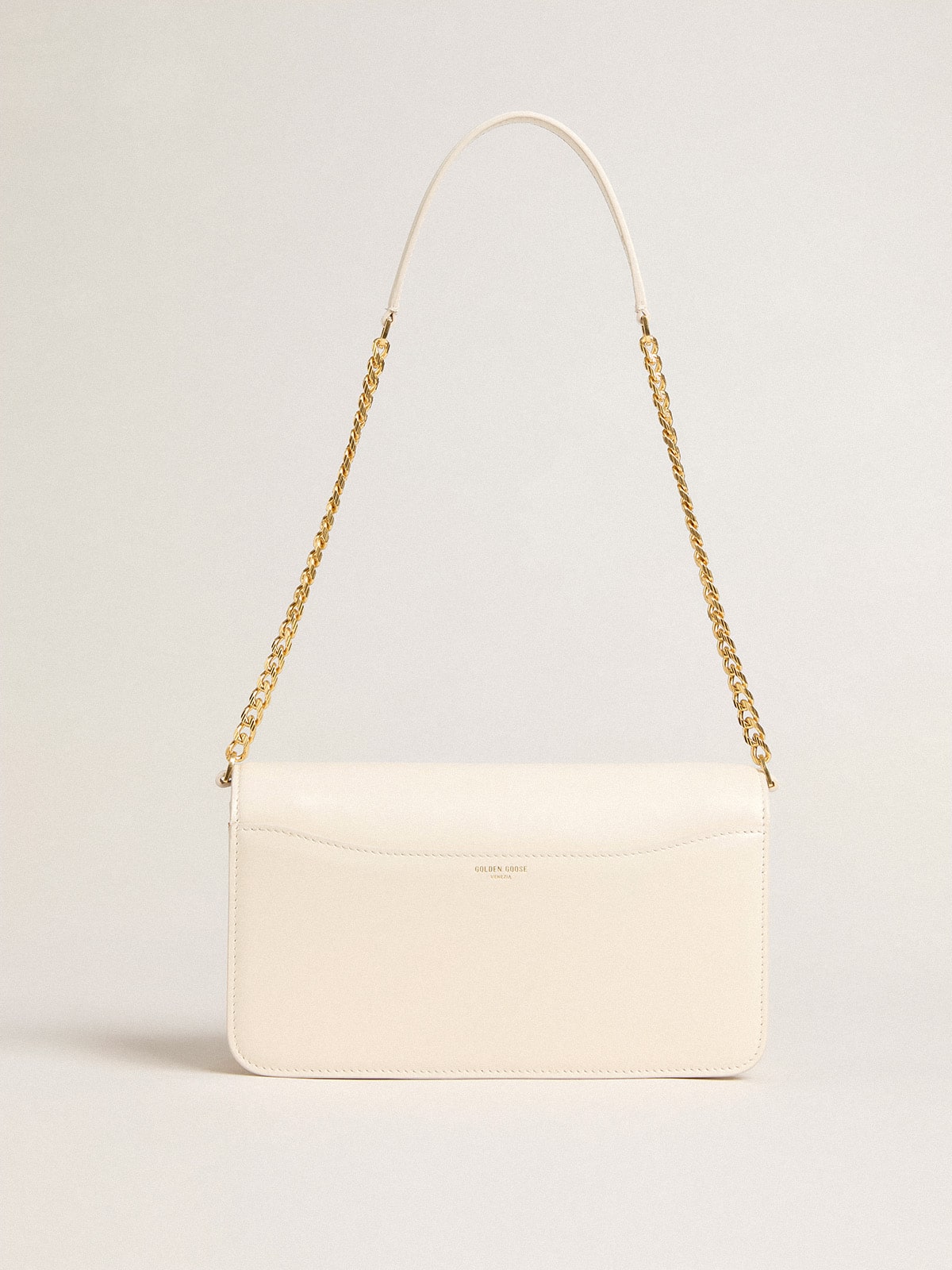 Gioia Bag in butter-colored boarded leather with gold details| Golden Goose