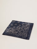 Denim-blue Golden Collection scarf with paisley pattern| Golden Goose