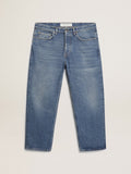 Stonewashed-effect blue jeans| Golden Goose
