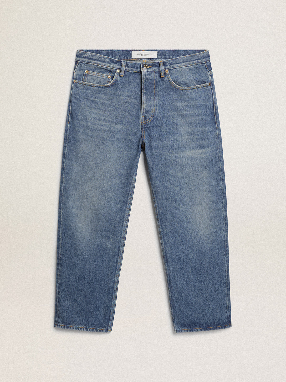 Stonewashed-effect blue jeans| Golden Goose