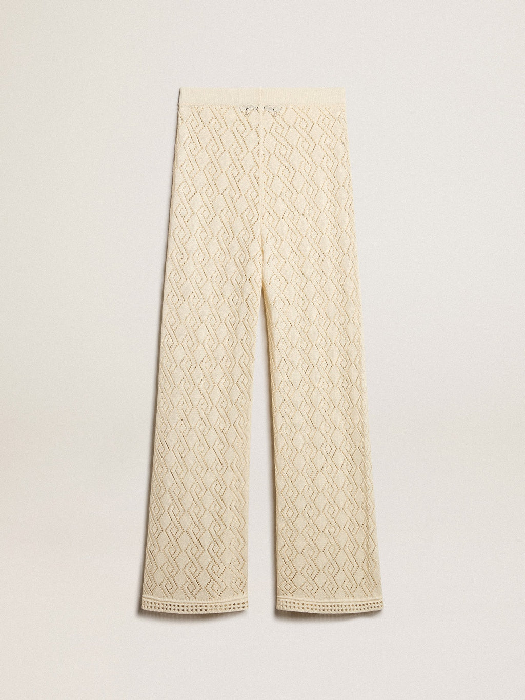 Women's ecru-colored pants| Golden Goose