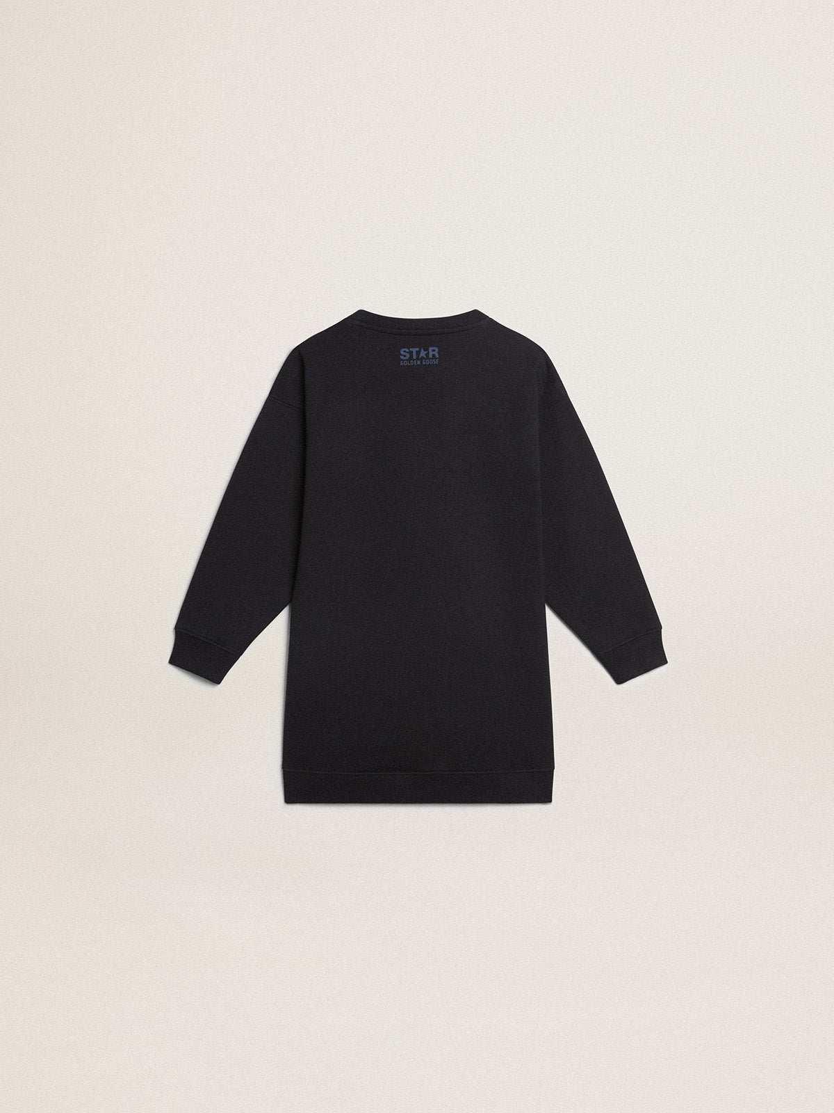Girls' dark blue sweatshirt dress with sequin star| Golden Goose