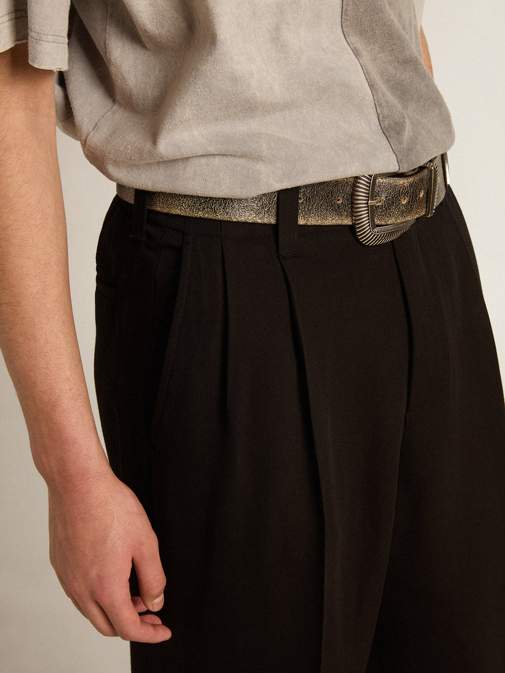 Black wool and viscose blend pants| Golden Goose