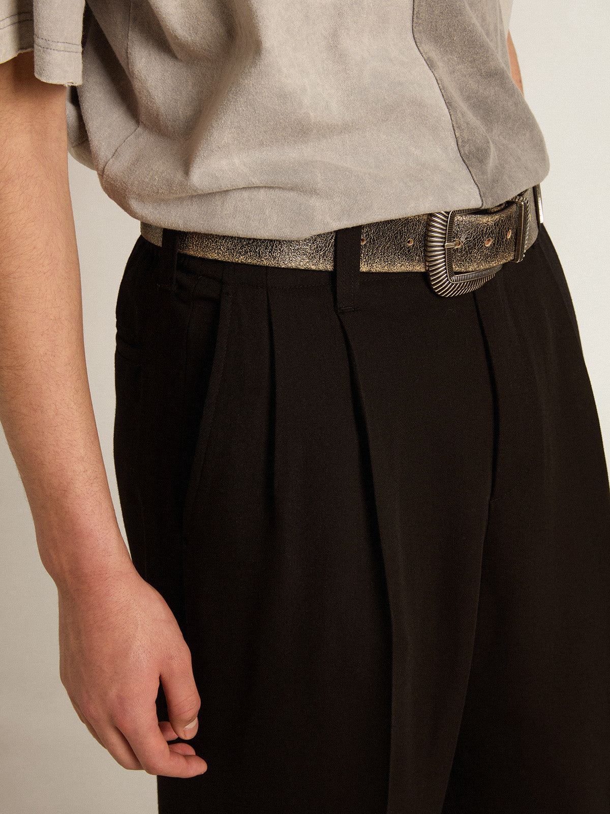 Black wool and viscose blend pants| Golden Goose