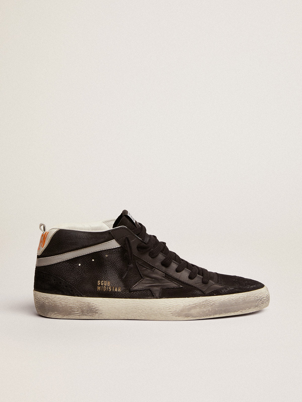 Men's Mid Star in nubuck with black leather star and silver flash| Golden Goose