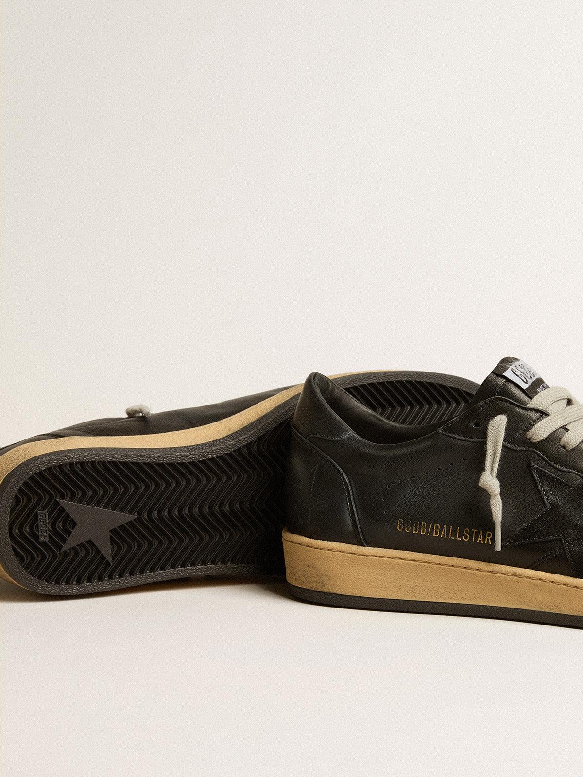 Ball Star in black nappa with suede star and black nappa heel tab| Golden Goose