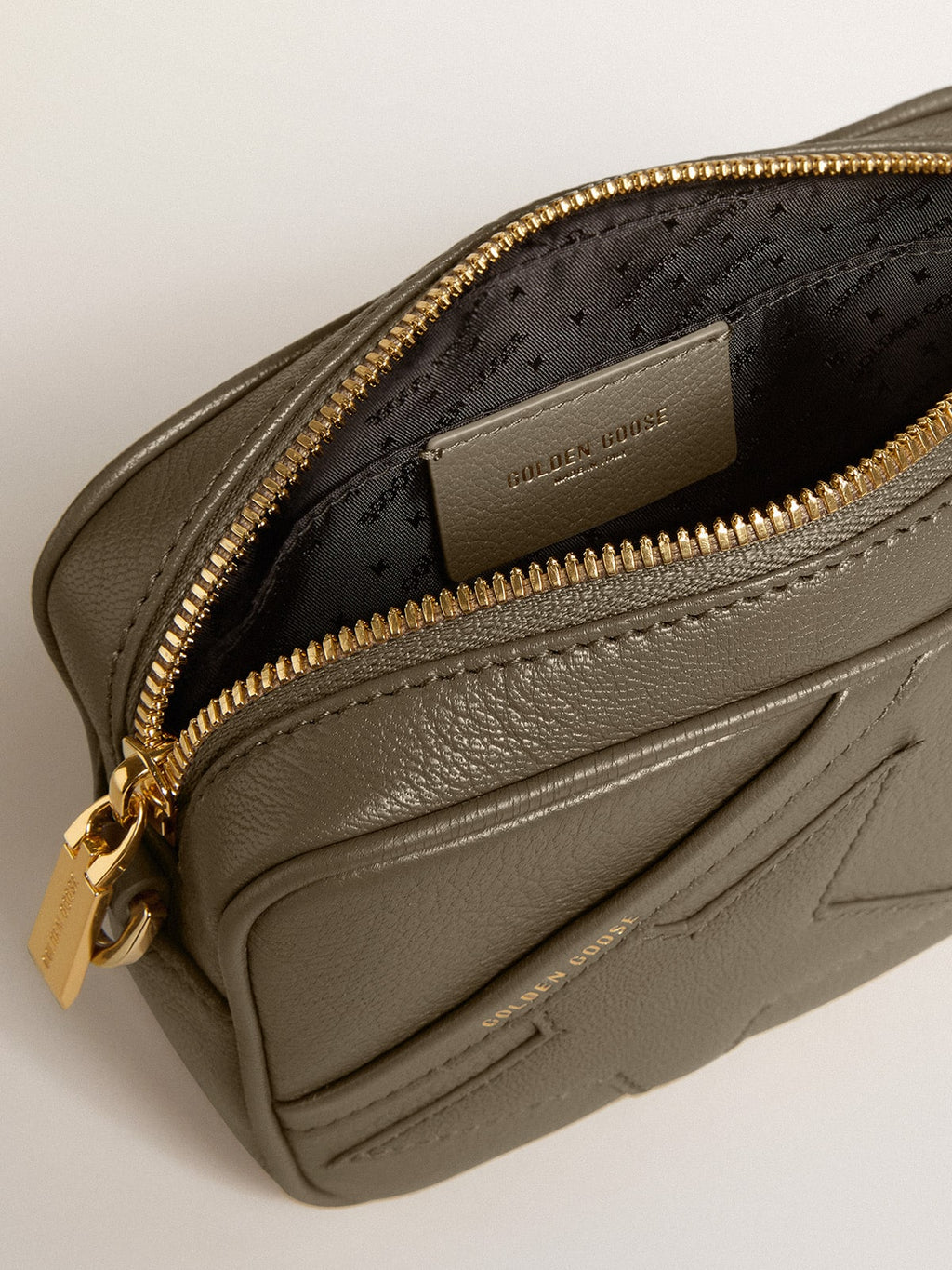 Mini Star Bag in sage-green leather with tone-on-tone star| Golden Goose