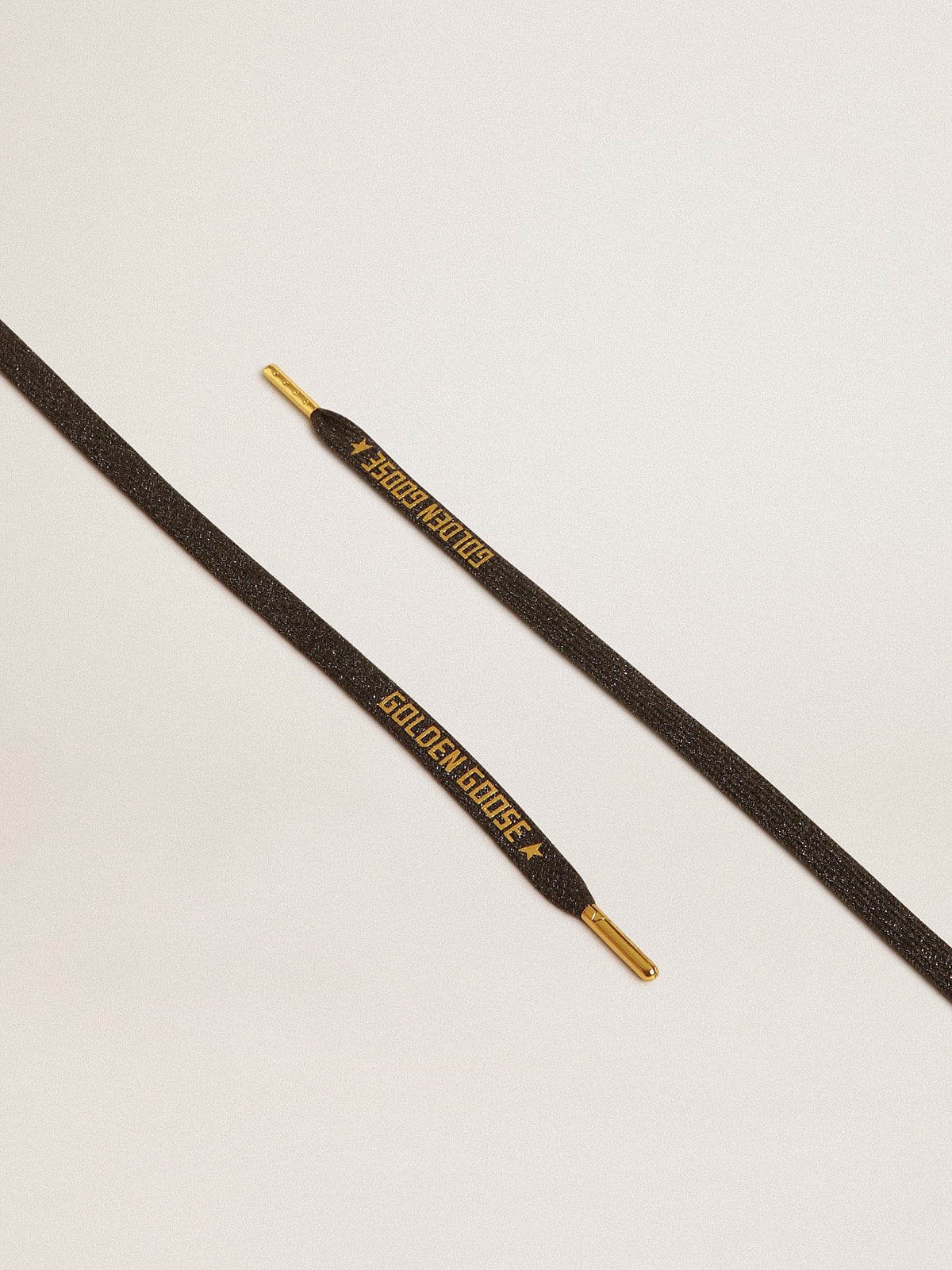 Dark gray lurex laces with contrasting gold logo| Golden Goose