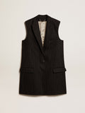 Women's vest in gray melange wool| Golden Goose