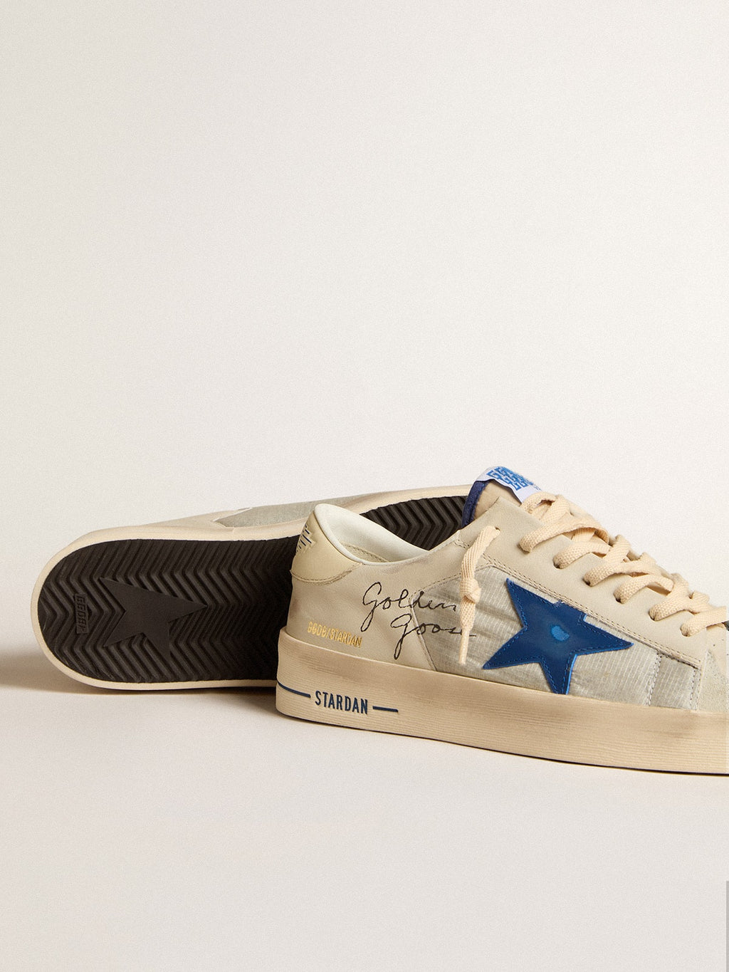 Stardan in nylon with blue leather star and ivory leather heel tab| Golden Goose