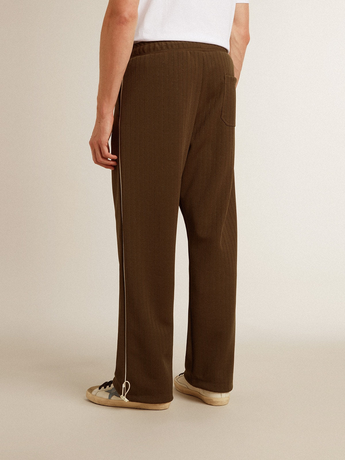 Men's military green joggers with white logo| Golden Goose