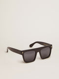 Square sunglasses with black frame and gold details| Golden Goose