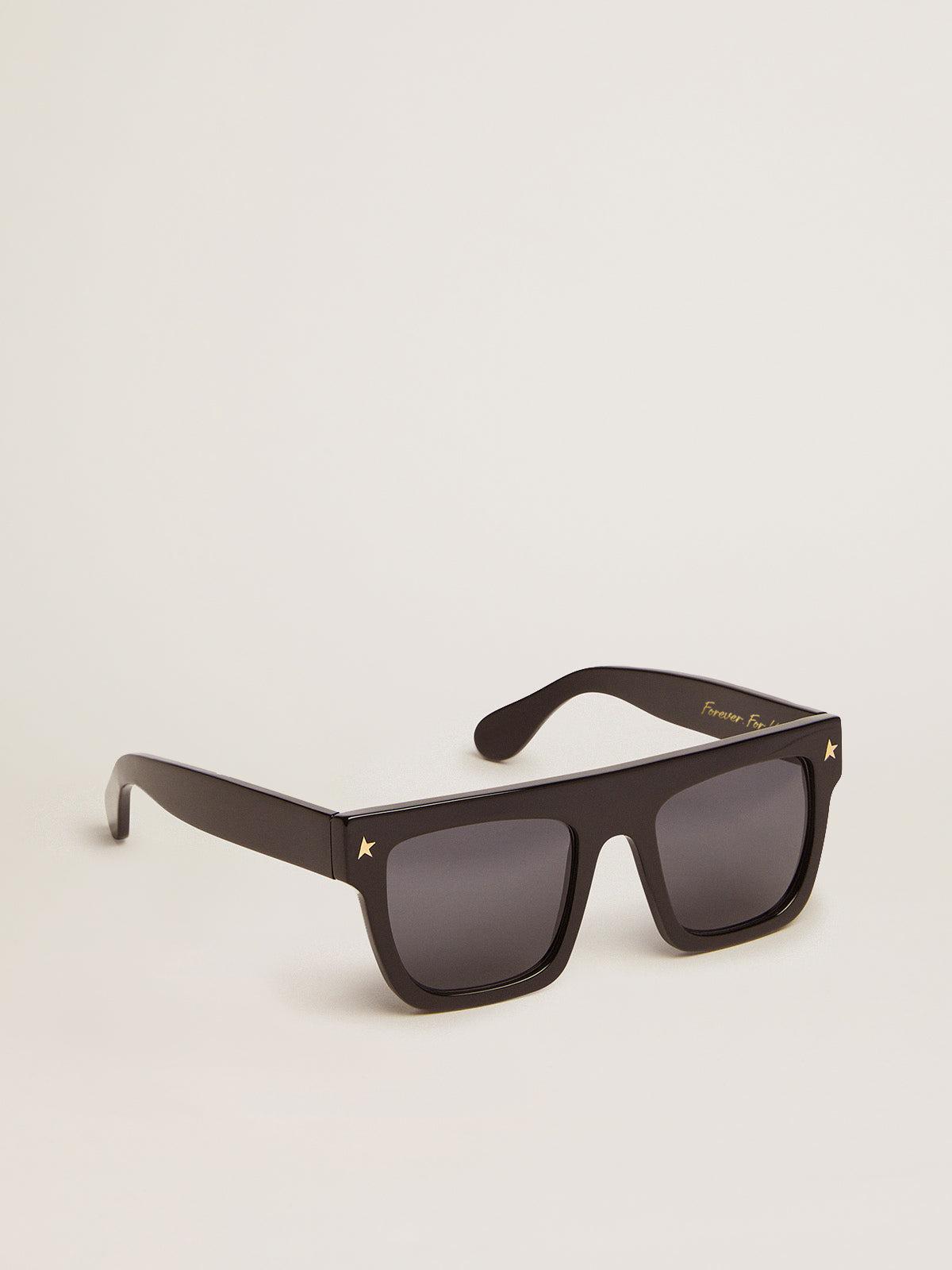 Square sunglasses with black frame and gold details| Golden Goose