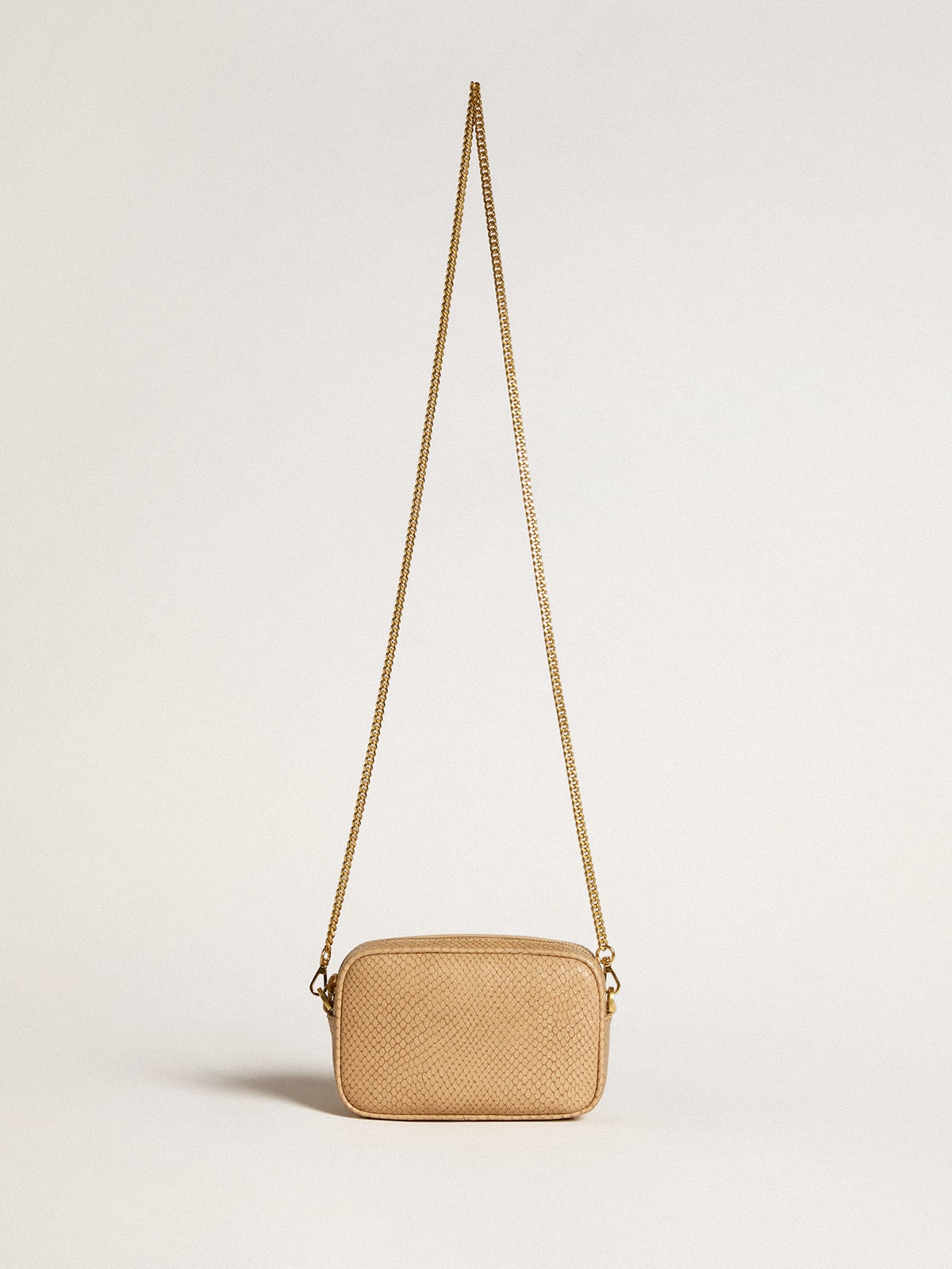 Mini Star Bag in beige snake-print leather| Golden Goose