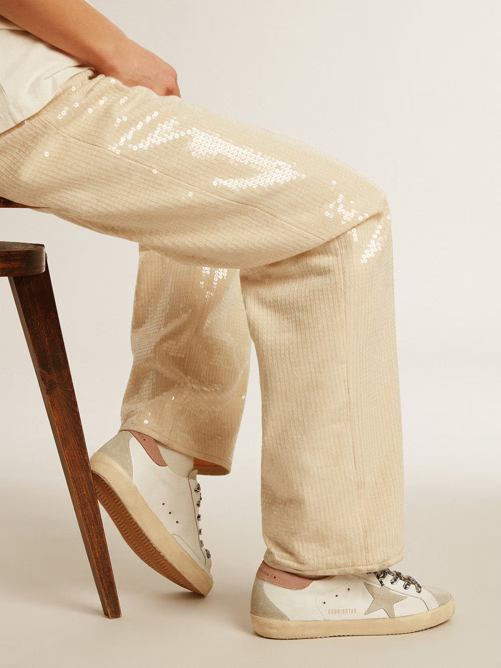 Super-Star with ice-gray star and pink lizard-print heel tab| Golden Goose