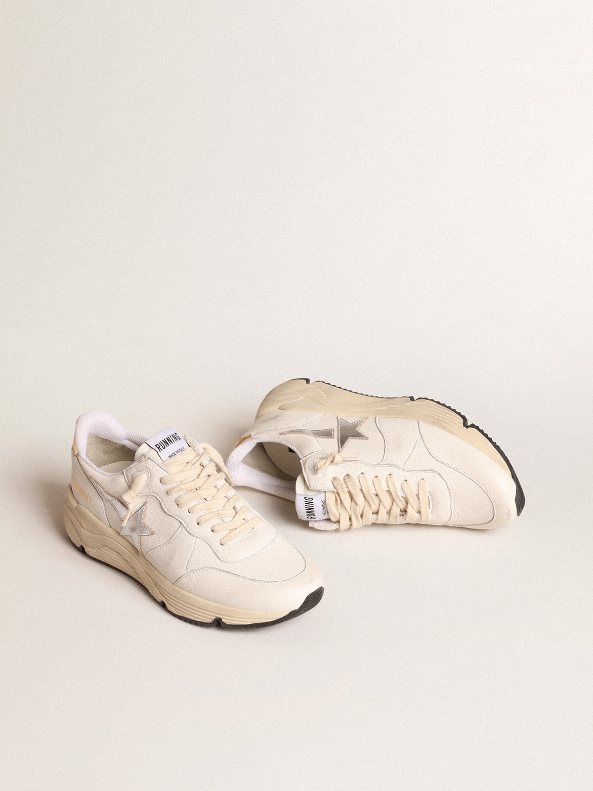 Running Sole in nappa with silver star and gold leather heel tab| Golden Goose