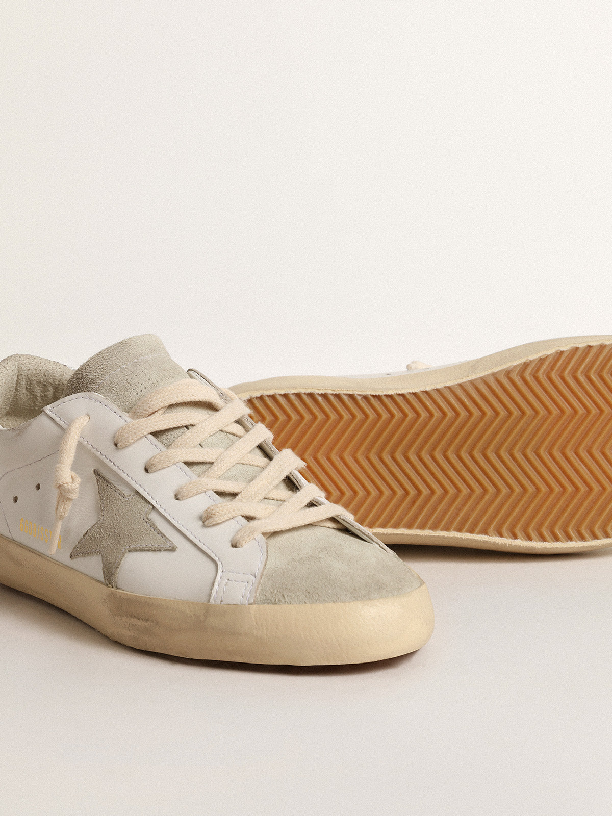 Super-Star with gray star and silver glitter heel tab| Golden Goose