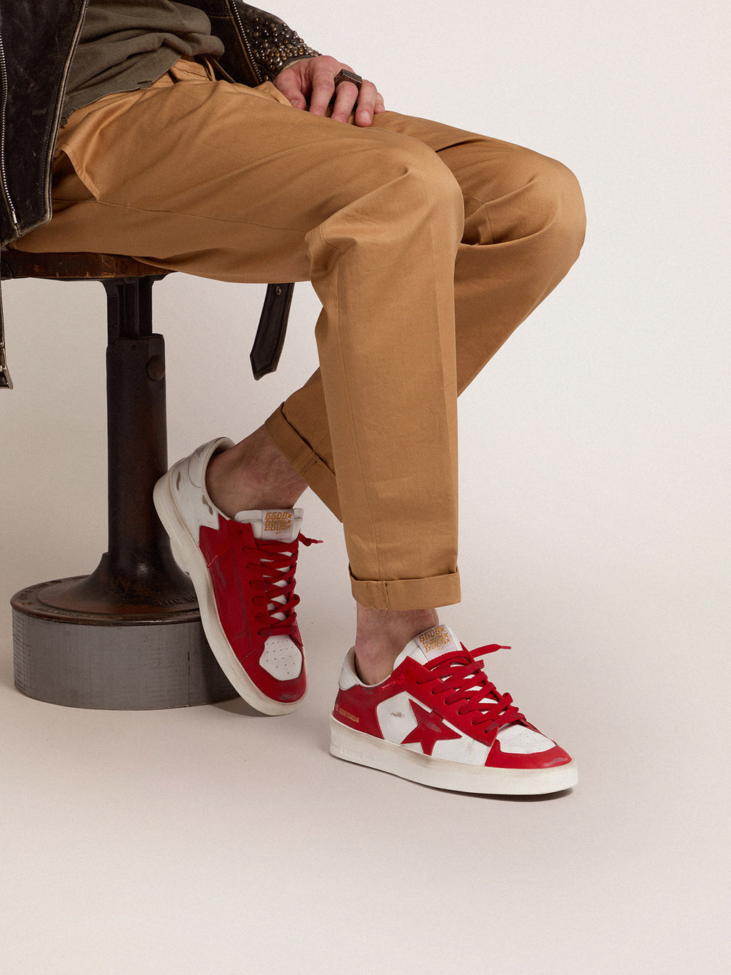 Men's Stardan in white and red leather| Golden Goose