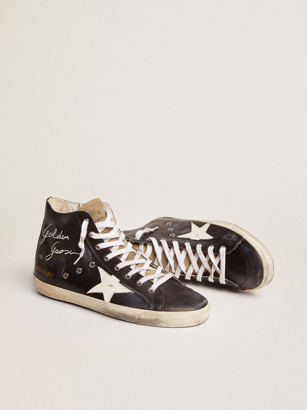 Women's Francy with black leather upper and white star| Golden Goose