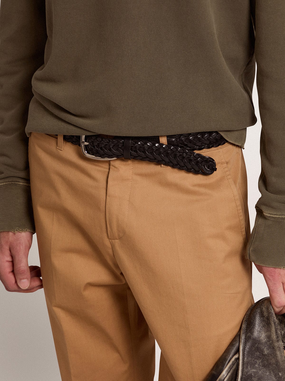 Men's black leather belt| Golden Goose