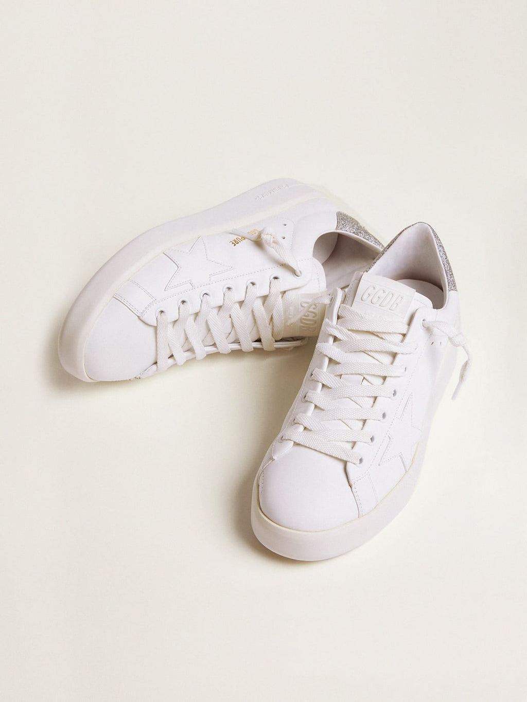 Women's Purestar sneakers with glittery silver heel tab| Golden Goose
