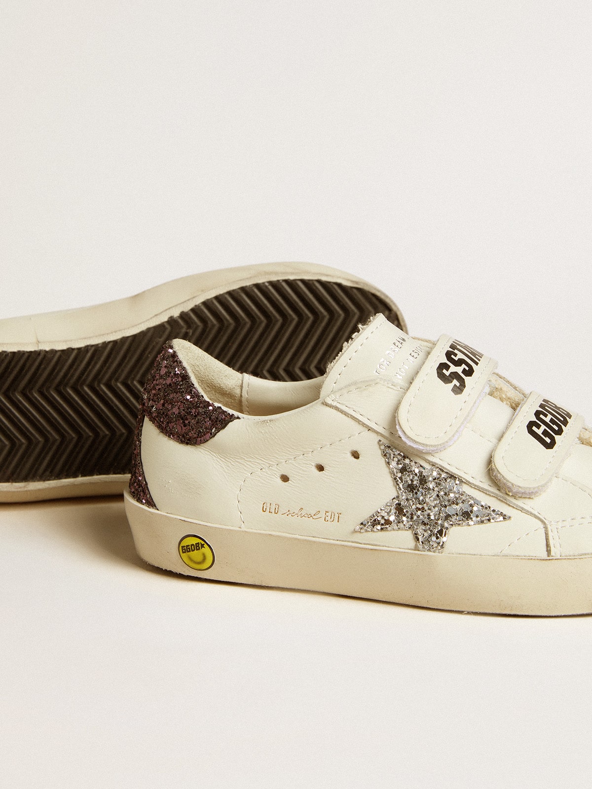 Old School Young with silver glitter star and glitter heel tab| Golden Goose