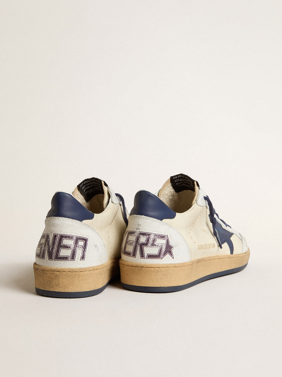 Ball Star LTD in cream nappa with blue leather star and heel tab| Golden Goose