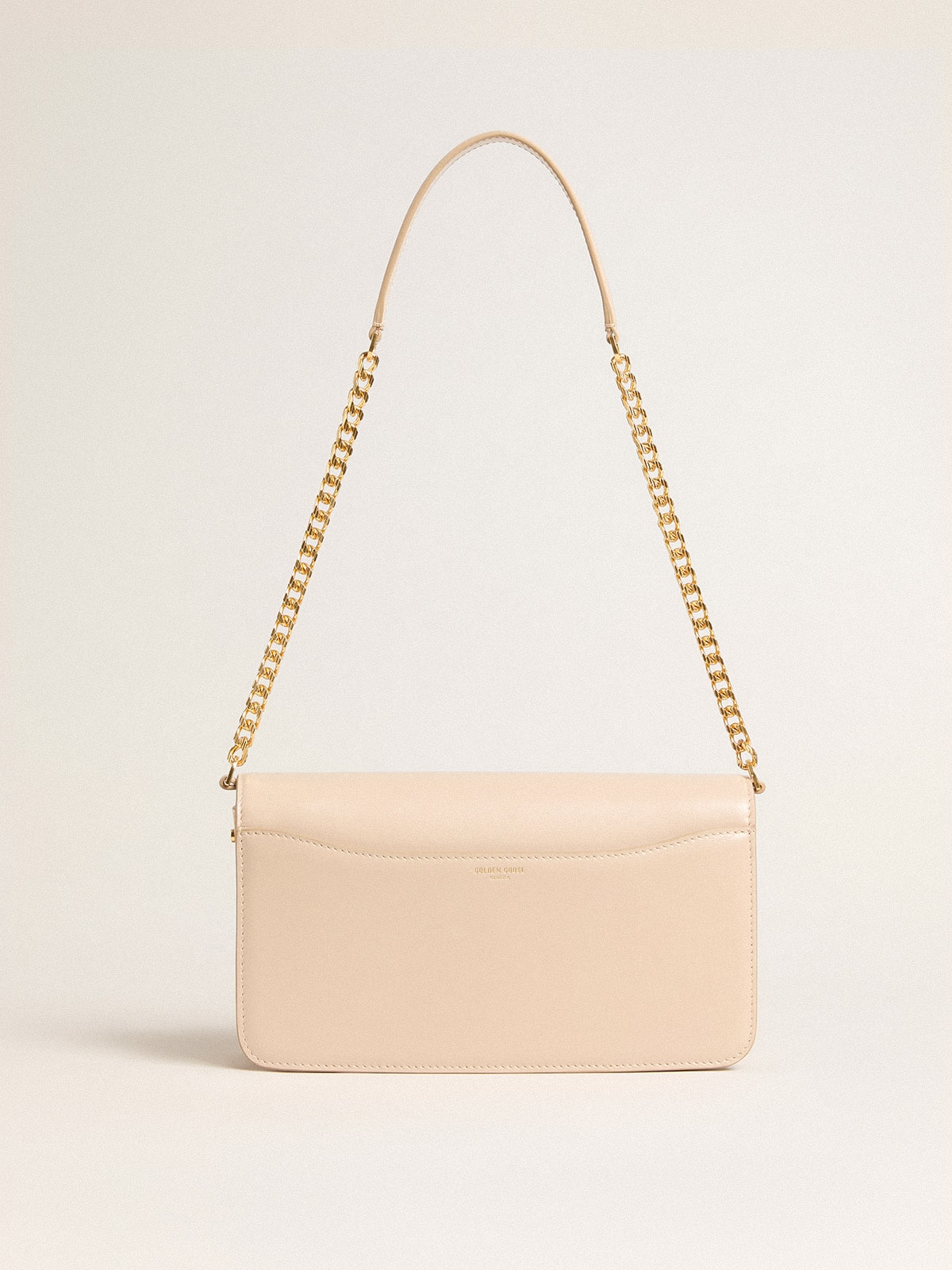 Gioia Bag in pale pink boarded leather with gold details| Golden Goose