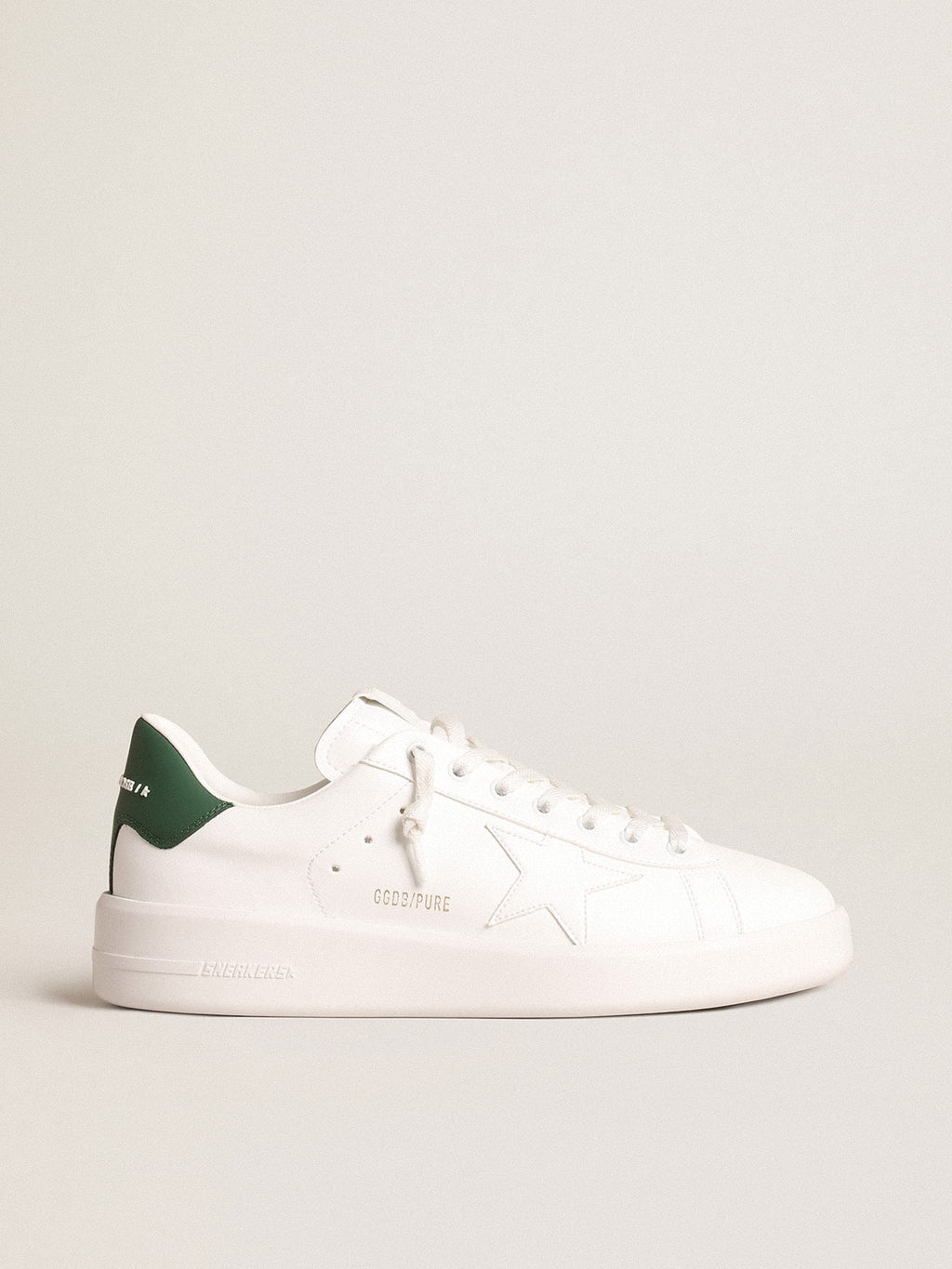 Purestar with white bio-based star and mat green leather heel tab| Golden Goose
