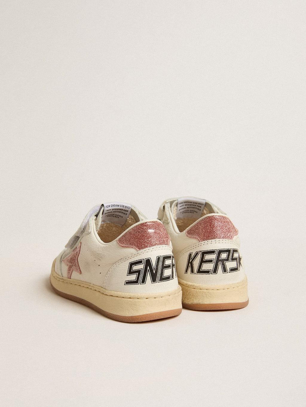 Ball Star Junior in nappa with peach-pink glitter star and heel tab| Golden Goose