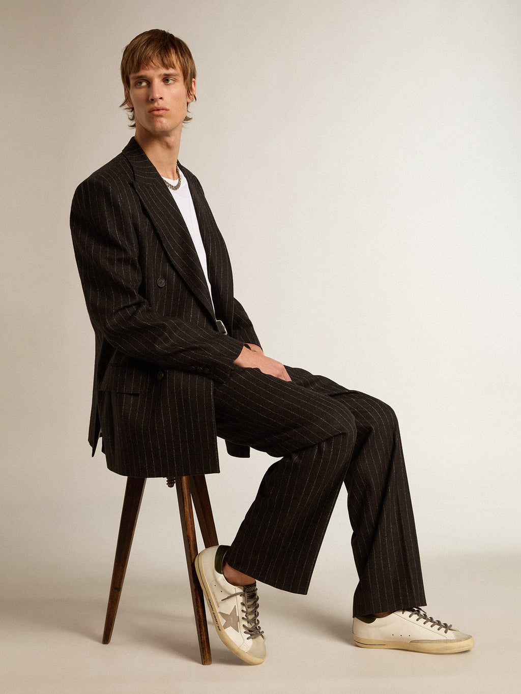 Super-Star LTD with croc-print star and green heel tab| Golden Goose